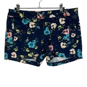 A.N.A Navy Blue Colorful Floral Twill Chino Shorts 12